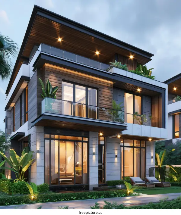 Modern House Exterior Design with Balcony