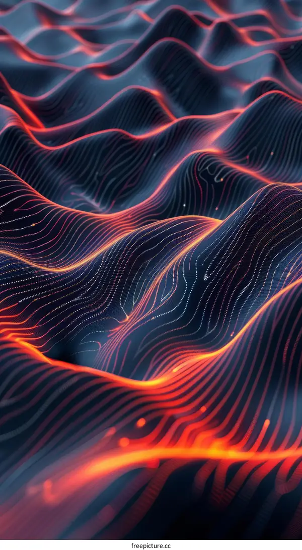 Colorful Abstract Wavy Grid Surface