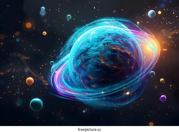 Abstract Glowing Planet in Space