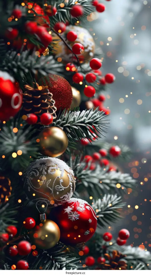 Christmas Tree Decorations Close Up