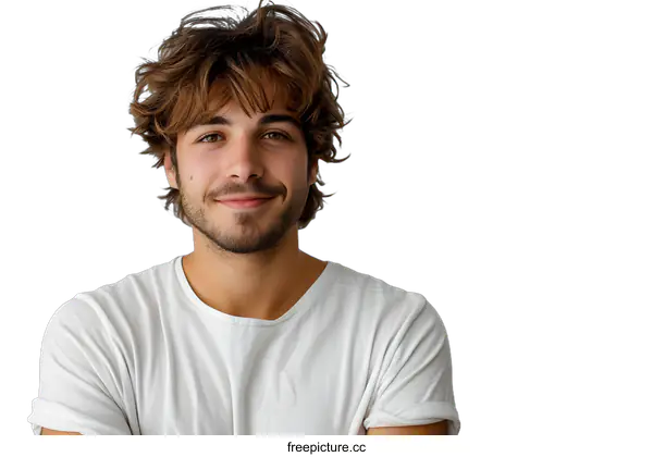[Transparent Background PNG]Portrait of a young man with brown hair and light brown eyes