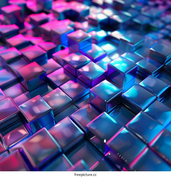 Blue and purple 3D cubes background
