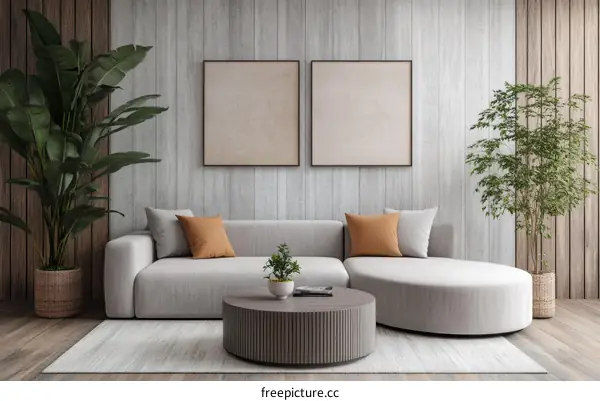 Modern Living Room Interior Design with Plants