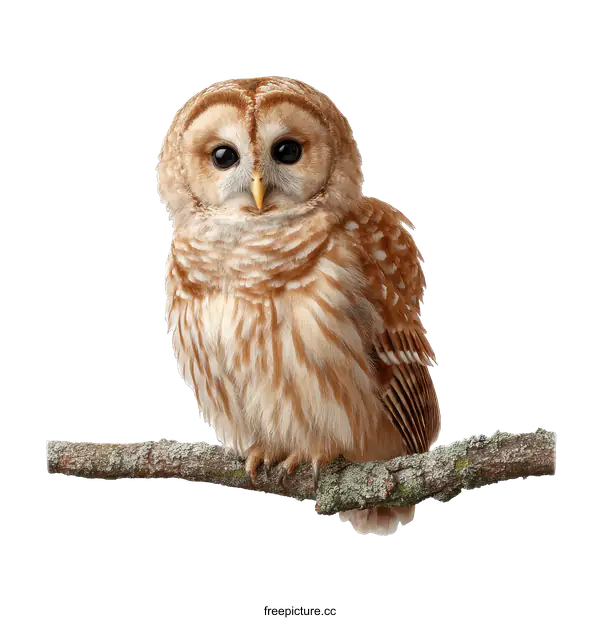 [Transparent Background PNG]Close-up of a Spotted Owl perched on a Branch
