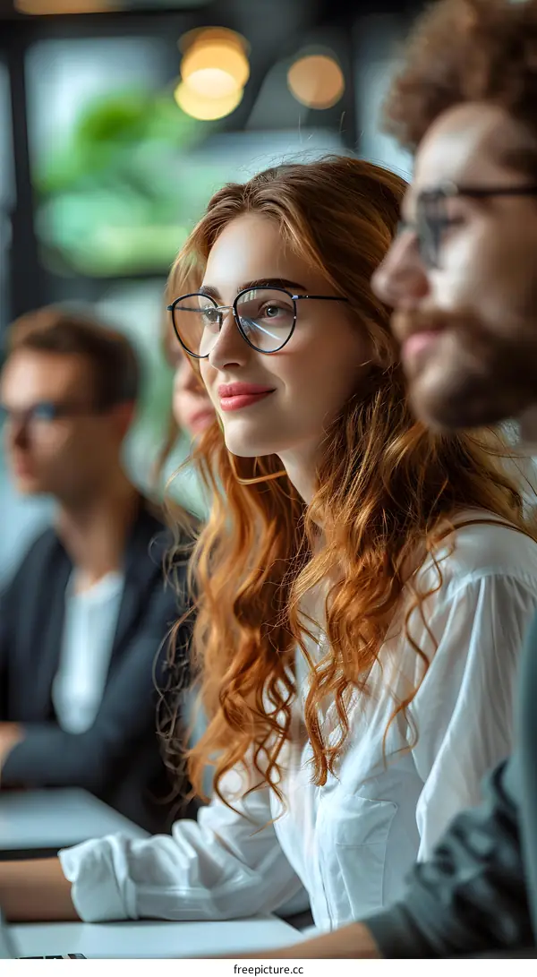 Portrait of a young woman with glasses smiling