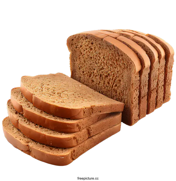 [Transparent Background PNG]Freshly Baked Sliced Brown Bread Isolated On White Background