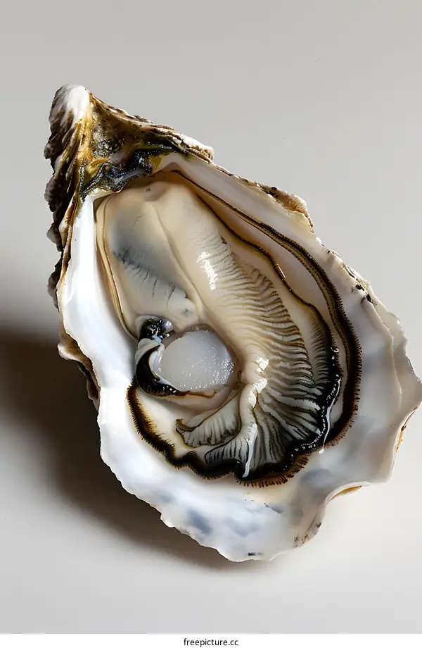 opened oyster with a pearl