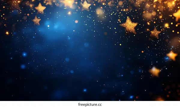 Golden Stars Sparkling Night Background