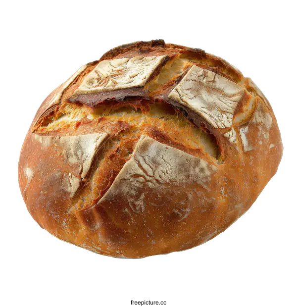 [Transparent Background PNG]A round loaf of bread on a black background