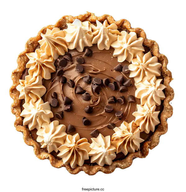 [Transparent Background PNG]Chocolate Pie with Chocolate Chips and Whipped Cream