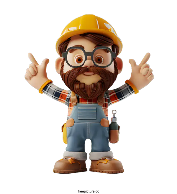 [Transparent Background PNG]3d construction worker thumbs up