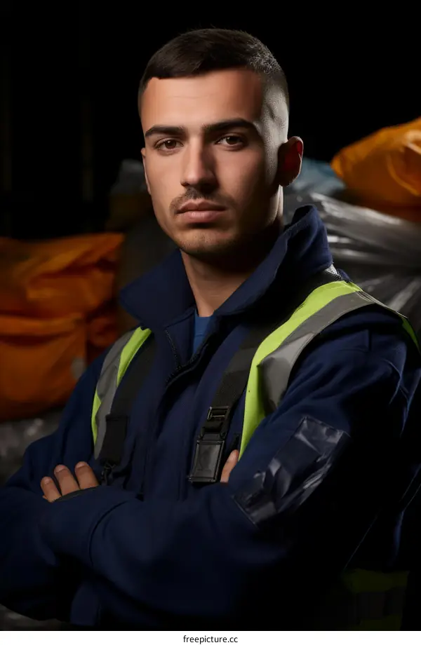 Portrait of a young male warehouse worker