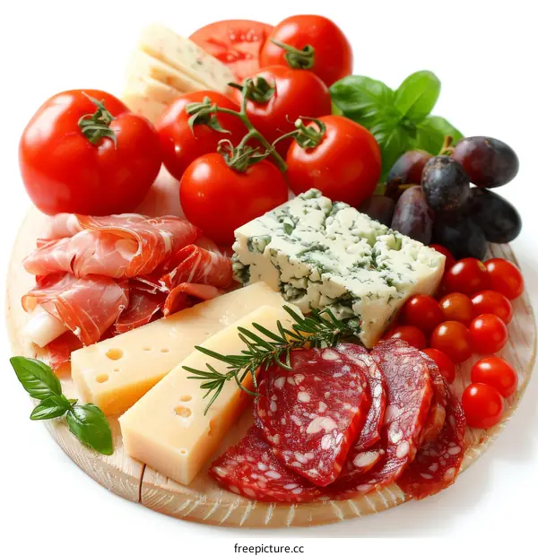 Appetizer Board with Cheese, Cured Meats & Fresh Vegetables