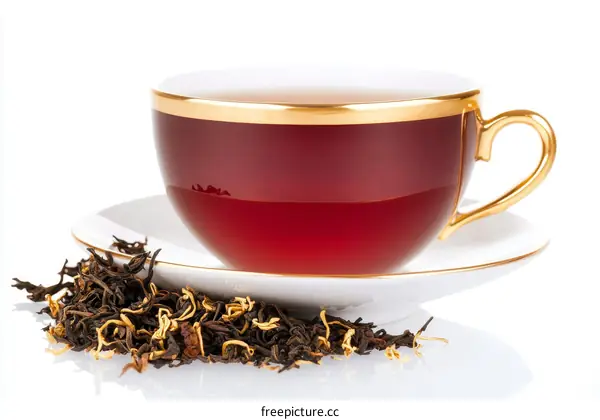 Elegant Tea Cup with Dried Tea Leaves