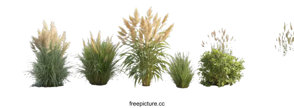 [Transparent Background PNG]Collection of Decorative Grasses in Various Heights and Forms