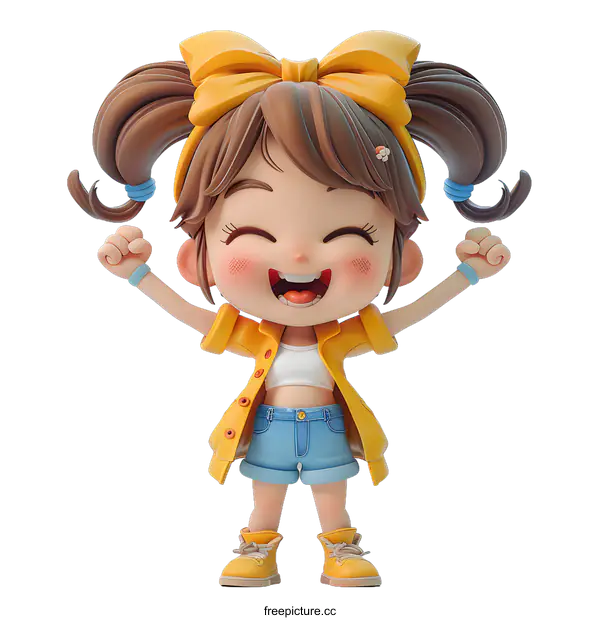 [Transparent Background PNG]Cheerful 3D Girl Illustration