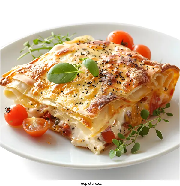 lasagna with tomatoes and basil