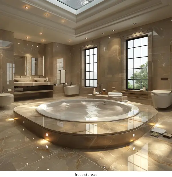 Luxury Marble Bathroom with Jacuzzi