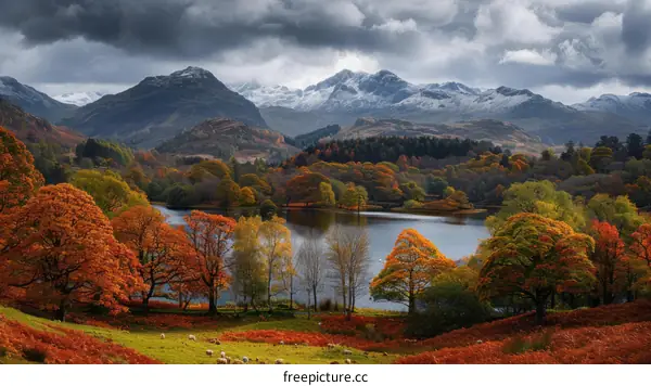 Stunning autumn landscape of Buttermere lake in the English Lake District National Park, Cumbria, England