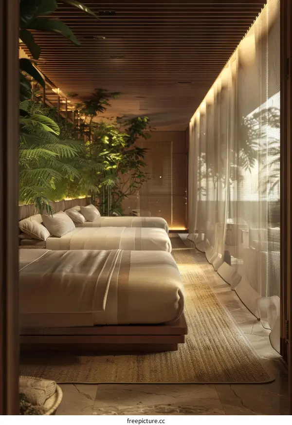 Serene Bedroom with Greenery
