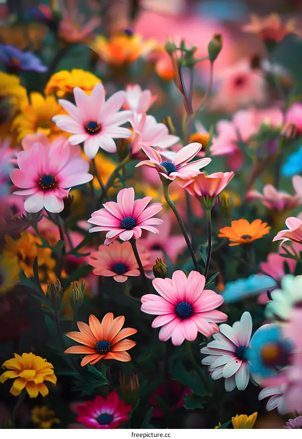 Closeup of Colorful Flowers in Bloom