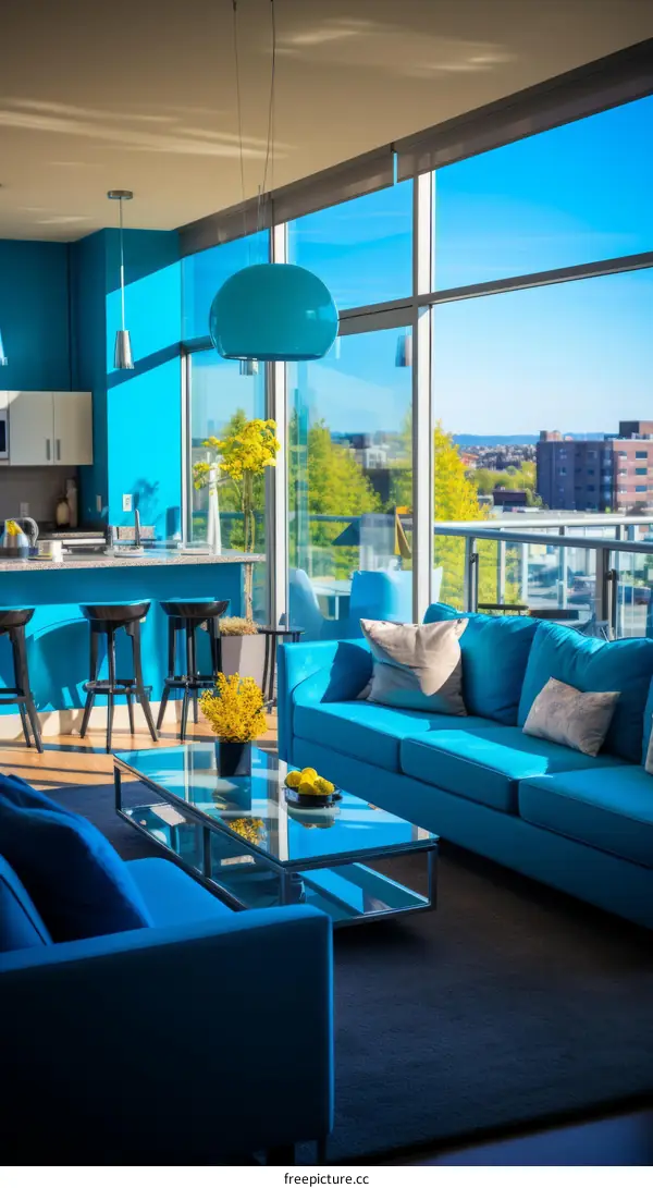 Blue Modern Living Room Interior Design