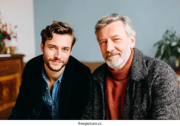 Two Caucasian Men Smiling Portrait