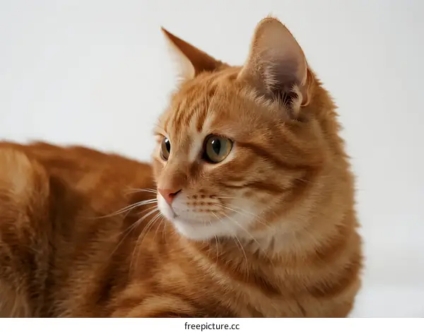 Close-up of a cute orange tabby cat with bright eyes