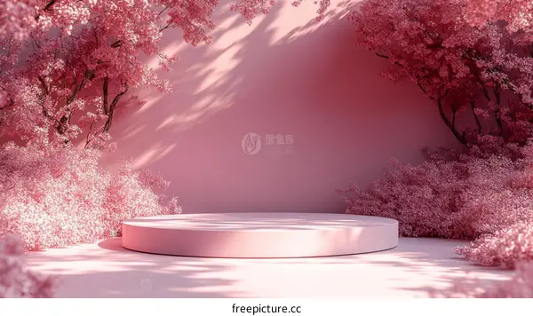 Pink Sakura Blossom Product Display Platform