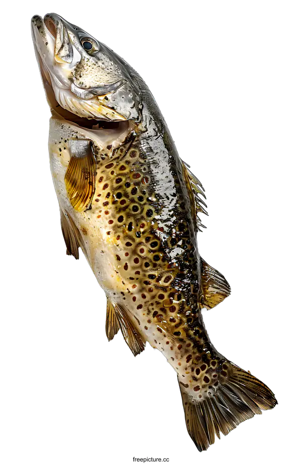 [Transparent Background PNG]Fresh Spotted Sea Trout Fish on White Background