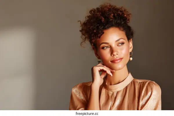Elegant Woman in a Gold-Colored Top