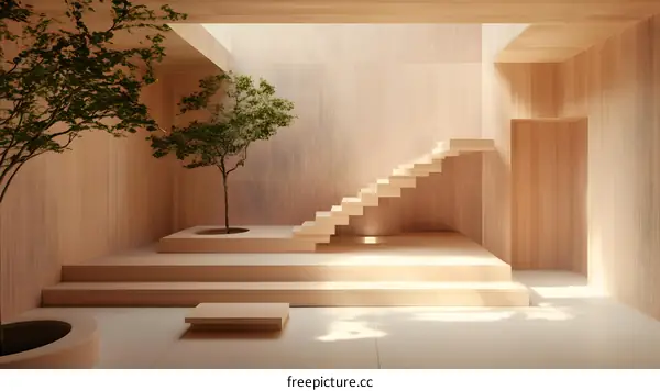 Minimalist Wooden Staircase Interior Design