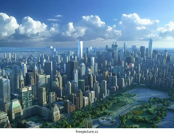 Aerial View of a Modern Metropolis