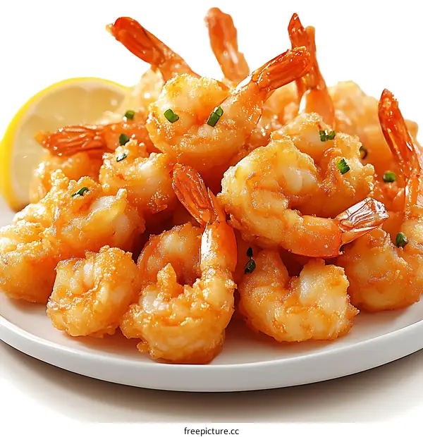 Crispy Fried Shrimp with Lemon