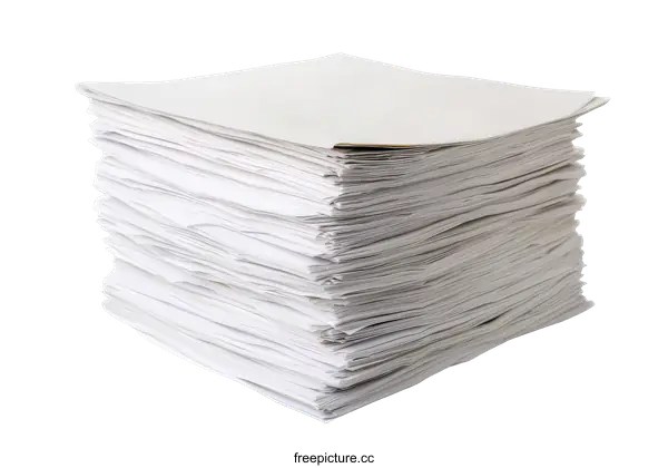 [Transparent Background PNG]High Stack of White Papers