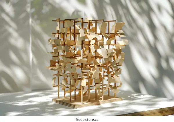 Abstract Wooden Structure Art Installation
