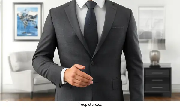 Businessman in a Suit Offering a Handshake