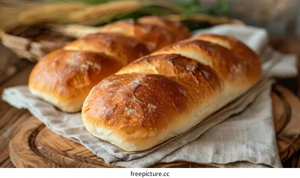 Loaf of bread on a wooden table