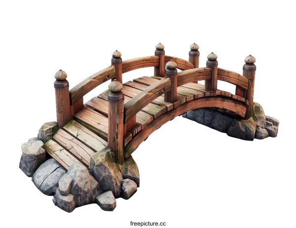 [Transparent Background PNG]Wooden bridge on rocks