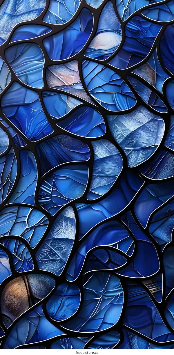 Blue and Black Abstract Stained Glass Pattern