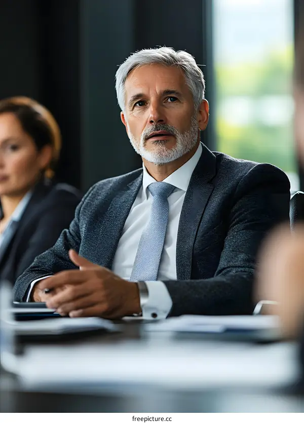 Confident Businessman Leader during Meeting