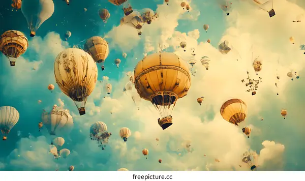 Vintage Hot Air Balloons in the Sky