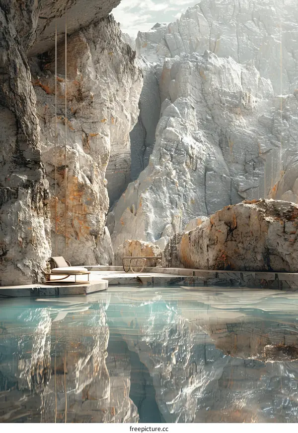 A Luxurious Cave Pool Oasis in the Mountains