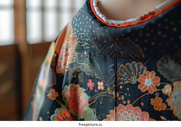 Close up of a woman wearing a kimono