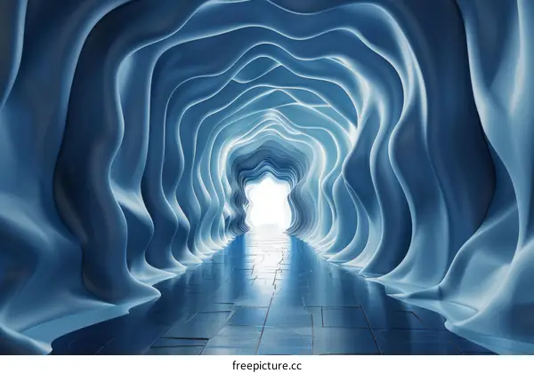 Abstract Blue Futuristic Tunnel