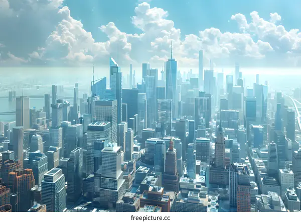 A俯瞰纽约市的航拍照片