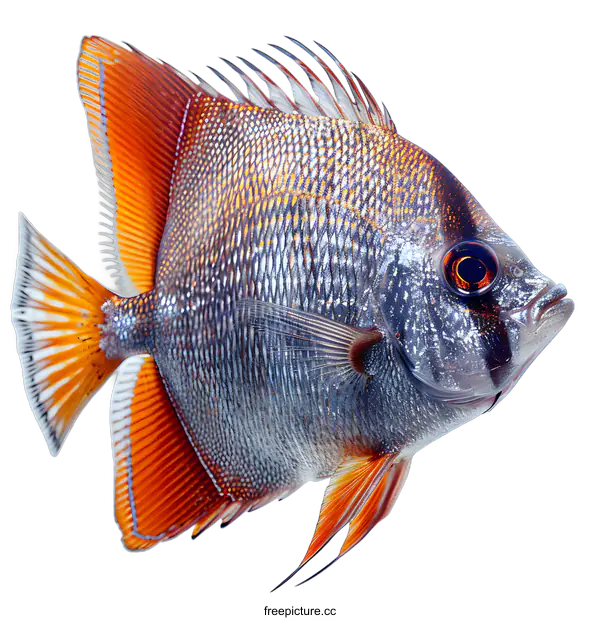 [Transparent Background PNG]A beautiful and colorful fish with orange fins