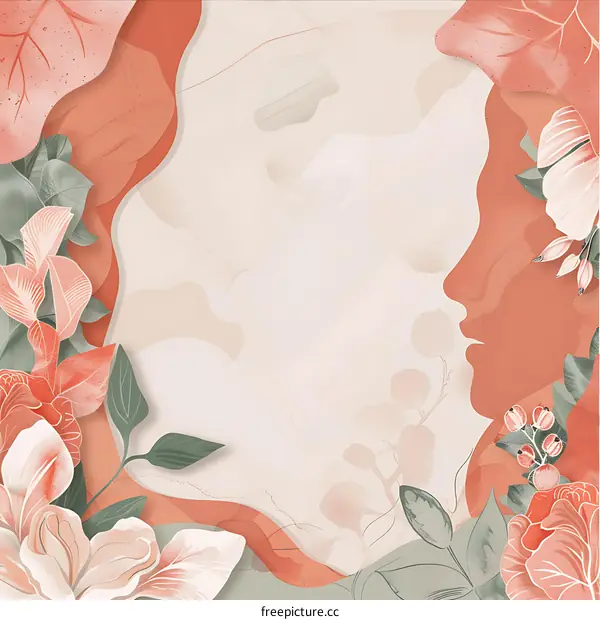 Floral Background with Abstract Woman Silhouette