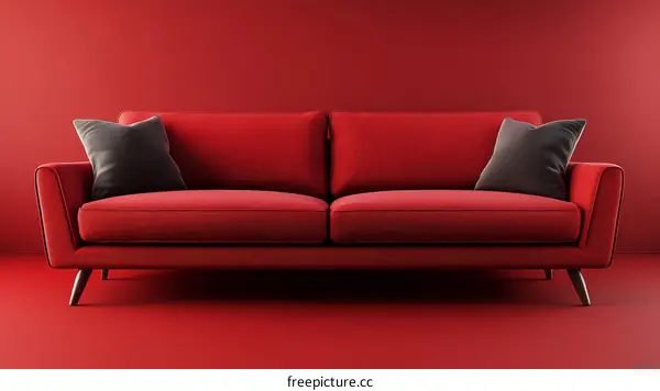 Modern Red Sofa in a Minimalist Room