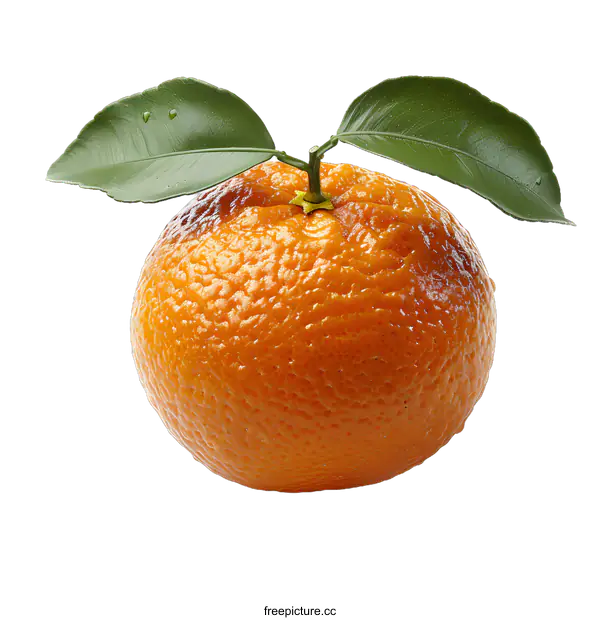 [Transparent Background PNG]Orange fruit with leaves on white background